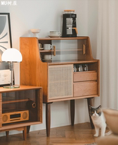 Japanese-style solid wood side cabinets home storage multi-function cabinets Japanese cupboards tea cabinets small apartment storage cabinets