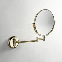 Bathroom gold stainless steel beauty mirror Wall-mounted bathroom makeup mirror Folding telescopic double-sided magnifying glass