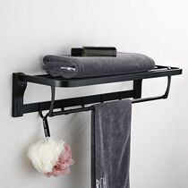 Export German black towel rack 304 stainless steel movable bath towel rack toilet folding wall rack