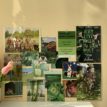 Homemade ins Wind green healing fresh card set niche girl room bedroom background decoration wall stickers