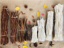 Kindergarten forest department Huanchuang material handmade natural dry branches fine branches wooden sticks background decorative card wall hanging charm