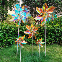 Kindergarten Net red windmill decoration outdoor rotating string hanging ornaments large wooden pole small windmill toys childrens creativity