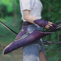 (Set) leather cowhide archery anti-Qumei hunting arrow bag arrow bottle carrying gear back waist arm guard finger
