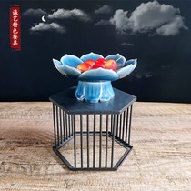 High feet can drain Lotus lotus plate Chinese creative split ceramic dry ice plate tableware refreshment heart home club