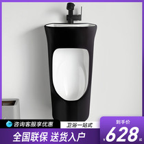  Urinal Wall-mounted adult mens bathroom Household black ceramic water-saving urinal with faucet sink