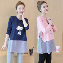 Pregnant women Spring suit fashion model 2020 New Spring Autumn Tide Mom Pregnant Woman t-shirt fake two dress top