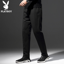 Playboy down pants men wear outside winter slim-fitting handsome and warm young men thickened white duck down cotton pants tide