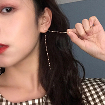 High level sensual line French style fashion ear chain female summer style 2021 new tide gas pure silver mesh red ear decoration exploits
