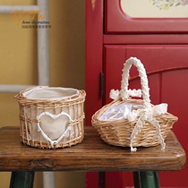 Love handmade wicker basket decorative floral set Home decoration flower basket