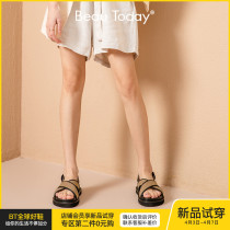 BeauToday2022 spring and summer new Roman sandals womens thick bottom muffin shoes heightening genuine leather design feeling soft bottom