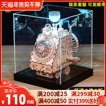 Ruo state rotating music box science fiction music box wooden assembly diy handmade puzzle model toy New Year gift