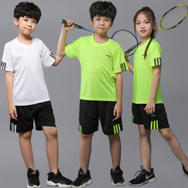 Children badminton suit suit Girls table tennis suit Mens tennis suit Student quick-drying summer tights training suit
