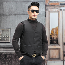 Haining whole mink vest mens suit collar mink short mens waistband slim fur mink vest double-faced