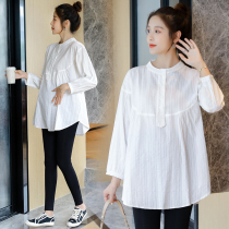 Pregnant women autumn set 2021 New Net Red fashion fashion early autumn out chiffon shirt loose casual two-piece