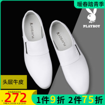 Flowers Playboy Leather Shoes Mens Summer Business Positive Clothing Genuine Leather Inglén Casual White Shoes Wedding Groom Mens Shoes