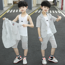 Childrens suit suit boy 10-year-old middle and big child dress boy costume small host performance costume summer suit