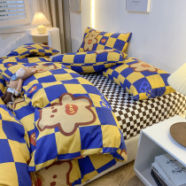 New products net red all-cotton four sets of pure cotton beds 100 Bedsheets Nordic quilt cover 1 51 8m Bed Hat three 4 pieces