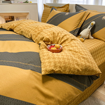 Thickened 100 mill wool four sets full cotton pure cotton bed bedding autumn and winter bed linen quilt cover about 1 8m beinet red