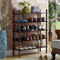 American solid wood multi-layer shoe rack multi-function good-looking European simple assembly shoe cabinet living room household storage rack