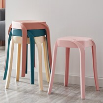 Nordic plastic thickened adult stool Modern simple household living room square stool bench Plastic stool Shuo material round stool Gordon