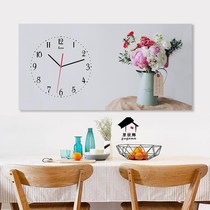 Horizontal rectangular Nordic pastoral hanging painting watch living room Dining room modern simple personality decoration wall clock mute
