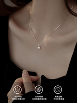 S999 pure silver single natural fresh water pearl necklace light extravagant and small crowdlock bone chain woman 2023 new exploits