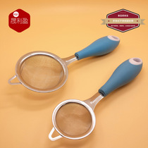 304 stainless steel oil spoon oil filter net Birds Nest soybean milk hand-held flour sieve kitchen wide edge pointed ear mesh screen