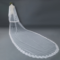 New Korean lace soft yarn super long 3 meters 5 meters 10 meters tailed white veil wedding wedding accessories