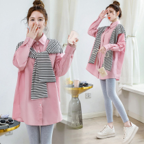 2021 spring dress pregnant women dress foreign style Net Red fashion style large size maternity dress spring and autumn dress shirt top
