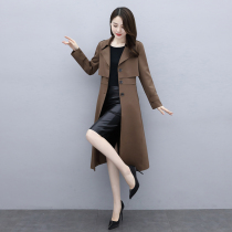 Hepburn wind draping wind coat womens long coat autumn 2021 new advanced French temperament coat spring and autumn