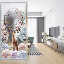 European-style light luxury art glass screen opening segregation living room bedroom decoration household to block the snow elk customized