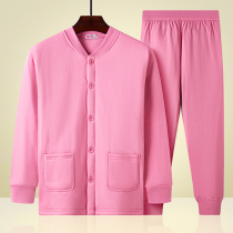 Winter ultra-thick middle aged ladys pure cotton thickened autumn clothes and autumn pants Mom old mans cardiovert warm underwear suit