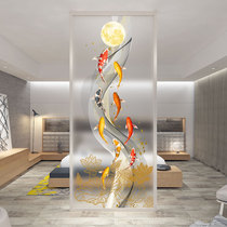 Modern simple art glass partition light luxury abstract painting living room seat screen background wall porch nine fish picture tempered