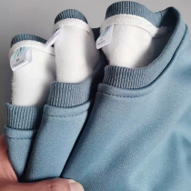 Autumn and winter 2021 new solid color plus velvet thick mens round neck sweater casual warm interior long sleeve base shirt