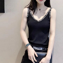 2021 summer new Korean V-neck letter sleeveless knitwear vest sling base shirt T-shirt women ins