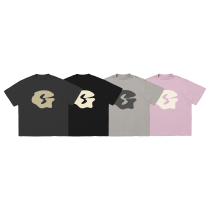OGSAIL Tide Base G-Standard Multicolor Letter Printing Block Leisure Casual Head Europe and US Circle Short Sleeve T-shirt