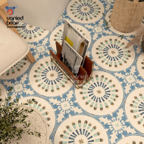 Blue French retro small flower tiles 200 art net red bathroom tiles Mediterranean restaurant living room floor tiles