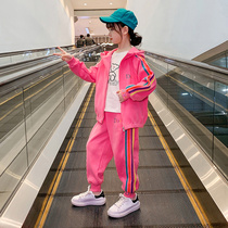 Girl Spring Clothing Trendy Suit 2022 New Children Ocean Gas Spring Autumn Great Childrens Girl Han Edition Sports Two Sets