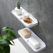 Drain soap box wall hanging soap holder household plastic creative toilet double soap tray non-perforated soap shelf