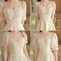 Champagne Bridesmaid Service 2022 New Summer Short Sleeves Senior Sensation Small Crowdsister Regiment Gown Dress Women Normally Wear
