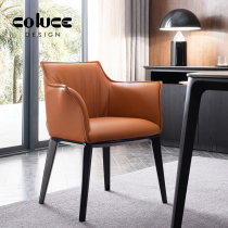 Italian leather dining chair modern minimalist home restaurant soft bag backrest chair Nordic light luxury creative chair designer