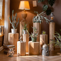 Juhan solid wood geometric columns Natural Nordic decorative ornaments Flower rack Side several designer B & B exhibition hall display rack