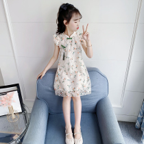 Girls summer dress 2021 new Western style childrens cheongsam summer female big child princess dress little girl hanfu