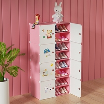 Childrens shoe cabinet home girl bedroom cute kid cartoon girl narrow simple shoe rack baby shoes storage