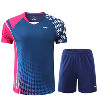 Badminton uniform mens and womens suit quick-drying round neck short sleeve competition training team uniform custom table tennis sportswear printing