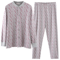Cardigan set womens senior cotton autumn pants cardigan Shirt pants loose size buckle autumn clothes thread pants