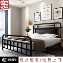 European style iron bed bed 1 2 1 5 1 8 m single bed double bed Children iron frame bed with backrest modern simple