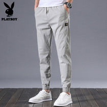 Playboy thin casual pants mens drawstring foot nine division of labor Korean version of the trend slim summer trousers mens pants