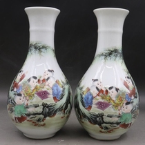 Qingyong Zhengcai Pink Baby Drama Illustrations (a pair) Ancient playing antique antique porcelain home swinging pieces collection