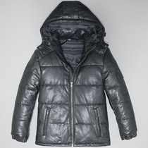 Mens real leather feather clothes without painting tanning sheep leather coat for short casual removal cap warm